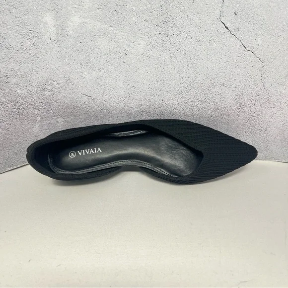 Vivaia Black Melia Pointed-Toe Striped Flat.  Size 38/US 7-7.5. - Picture 10 of 15